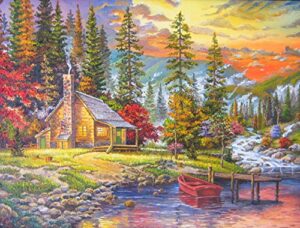 jigsaw puzzles 1000 pieces for adults and kids – large format thick lasting jigsaw puzzle for teens (autumn hut)