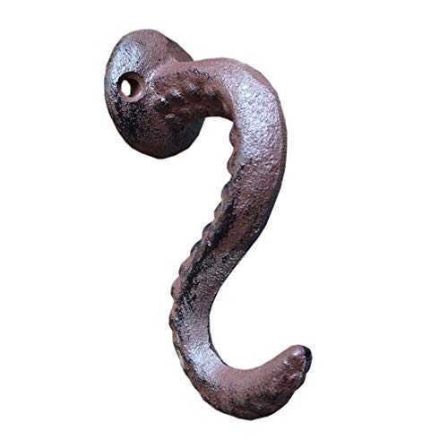 Thisishome Cast Iron Wall Hook Octopus Décor - Antique Vintage Design – Shabby Chic Tentacle Decorative Hanging Hook – French Country Charm – Farmhouse Decor – w/Mount Screws