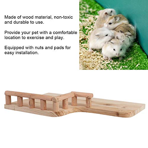 Birdcage Stands Hamster Climbing Platform, Wooden Rest Platform with Railing Small Pet Wooden Toys for Guinea Pig Chinchilla Small Animals Climbing