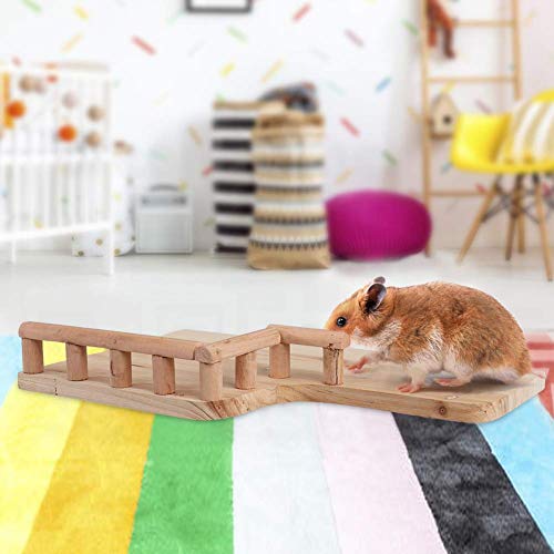 Birdcage Stands Hamster Climbing Platform, Wooden Rest Platform with Railing Small Pet Wooden Toys for Guinea Pig Chinchilla Small Animals Climbing