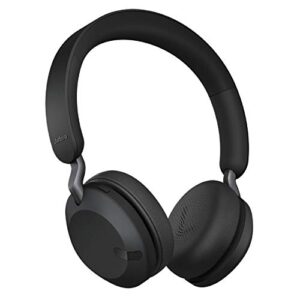 jabra elite 45h, titanium black – on-ear wireless headphones with up to 50 hours of battery life, superior sound with advanced 40mm speakers – compact, foldable & lightweight design (renewed)