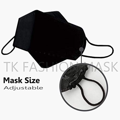 [10 Pack] Black Disposable KF-94 Face Mask, Individual Pack, made in Korea, Disposable, Nose Mouth Covering Dust Face Mask, Adjustable Strap, Unisex Adult, 3D Ergonomic Design