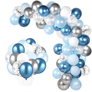 104pc blue balloon arch garland kit blue and silver balloons navy royal blue ballon silver metallic balloons for baby shower blue birthday balloon wedding party decorations supplies