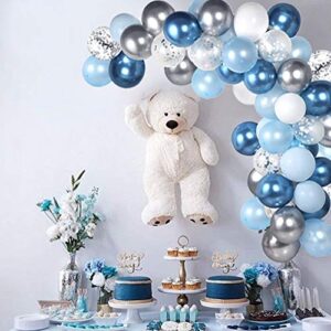 104pc Blue Balloon Arch Garland Kit Blue and Silver Balloons Navy Royal Blue Ballon Silver Metallic Balloons For Baby Shower Blue Birthday Balloon Wedding Party Decorations Supplies