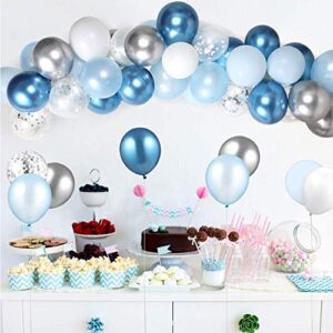 104pc Blue Balloon Arch Garland Kit Blue and Silver Balloons Navy Royal Blue Ballon Silver Metallic Balloons For Baby Shower Blue Birthday Balloon Wedding Party Decorations Supplies