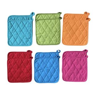 Classic Home 12 Pack (Dozen) Pot Holders, Cotton, Heat Resistant, Kitchen Essential, Potholder Set, Trivet for Cooking and Baking with Hanging Loops