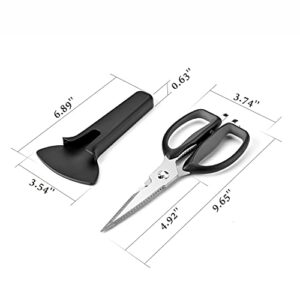 KITCHENDAO Kitchen Scissors, Premium 5Cr15 Stainless Steel, Magnetic Sheath Holder for Fridge, Heavy Duty Kitchen Shears, Advanced CNC Technology for Smooth Come Apart, Soft-touch Handle