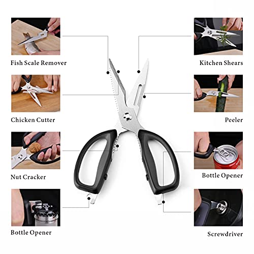 KITCHENDAO Kitchen Scissors, Premium 5Cr15 Stainless Steel, Magnetic Sheath Holder for Fridge, Heavy Duty Kitchen Shears, Advanced CNC Technology for Smooth Come Apart, Soft-touch Handle