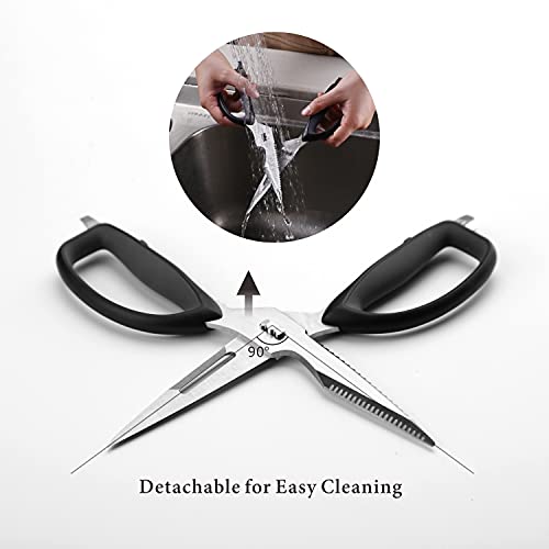 KITCHENDAO Kitchen Scissors, Premium 5Cr15 Stainless Steel, Magnetic Sheath Holder for Fridge, Heavy Duty Kitchen Shears, Advanced CNC Technology for Smooth Come Apart, Soft-touch Handle