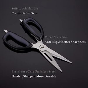 KITCHENDAO Kitchen Scissors, Premium 5Cr15 Stainless Steel, Magnetic Sheath Holder for Fridge, Heavy Duty Kitchen Shears, Advanced CNC Technology for Smooth Come Apart, Soft-touch Handle