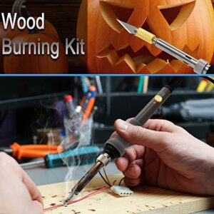 137PCS Wood burning Kit, DIY Creative Tool Set Soldering Woodburning Pen with Adjustable Temperature and Wood Piece for Embossing Carving Tips