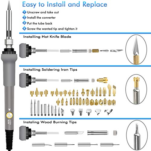 137PCS Wood burning Kit, DIY Creative Tool Set Soldering Woodburning Pen with Adjustable Temperature and Wood Piece for Embossing Carving Tips