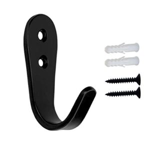 8 Pcs Black Coat Hooks for Wall, Heavy Duty Hooks for Hanging Coats No Rust Hooks Wall Mounted with Screws for Key, Towel, Bags, Cup, Hat Indoor and Outdoor (Black-8pcs)