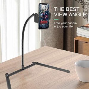 Adjustable Gooseneck Cellphone Holder,Overhead Phone Mount,Table Top Teaching Online Stand for Live Streaming and Online Video and Food Crafting Demo Drawing Sketching Recording