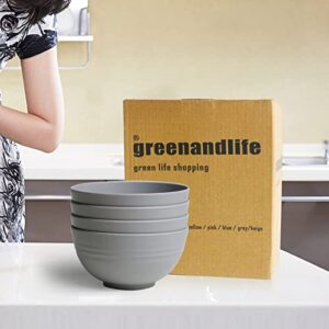 greenandlife Unbreakable Cereal Bowls - 24 OZ Wheat Straw Fiber Lightweight Bowl Sets 4 - Dishwasher & Microwave Safe - for,Rice,Snack Bowls