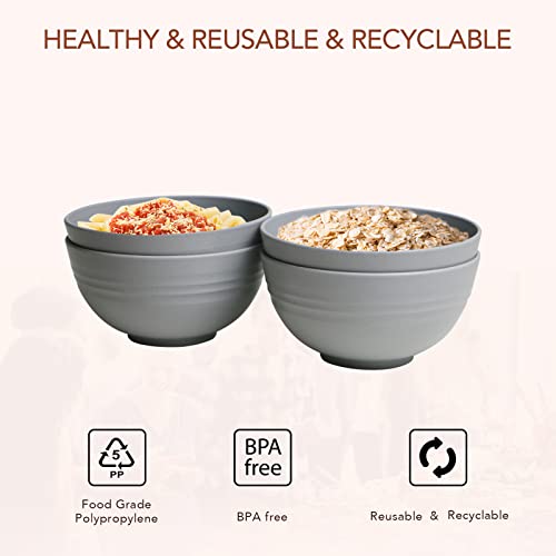 greenandlife Unbreakable Cereal Bowls - 24 OZ Wheat Straw Fiber Lightweight Bowl Sets 4 - Dishwasher & Microwave Safe - for,Rice,Snack Bowls