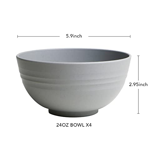 greenandlife Unbreakable Cereal Bowls - 24 OZ Wheat Straw Fiber Lightweight Bowl Sets 4 - Dishwasher & Microwave Safe - for,Rice,Snack Bowls