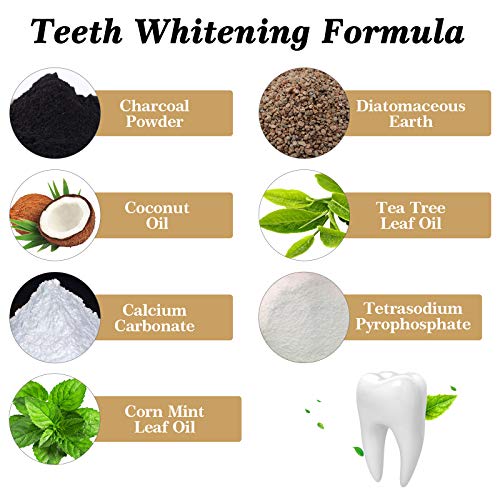 Whitening Charcoal Toothpaste for Sensitive Teeth, Enamel Repair and Cavity Protection - 100% Natural Toothpaste for Whitening Teeth, Removing Stains, Mint Flavor Freshen Breath Mint Gel - No Peroxide