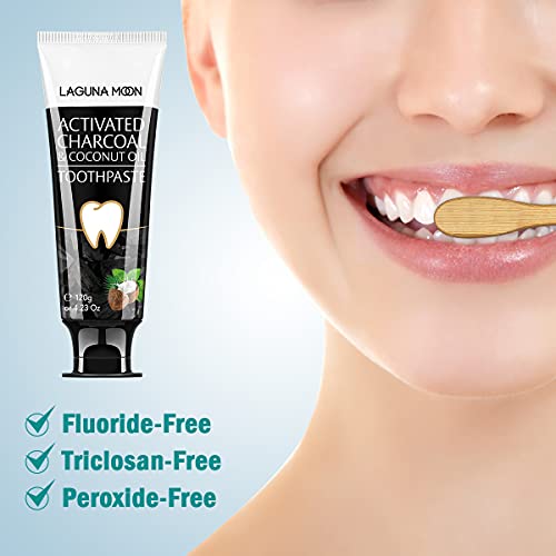 Whitening Charcoal Toothpaste for Sensitive Teeth, Enamel Repair and Cavity Protection - 100% Natural Toothpaste for Whitening Teeth, Removing Stains, Mint Flavor Freshen Breath Mint Gel - No Peroxide