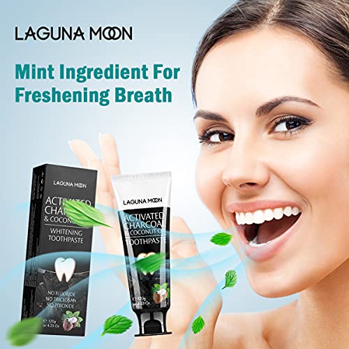 Whitening Charcoal Toothpaste for Sensitive Teeth, Enamel Repair and Cavity Protection - 100% Natural Toothpaste for Whitening Teeth, Removing Stains, Mint Flavor Freshen Breath Mint Gel - No Peroxide