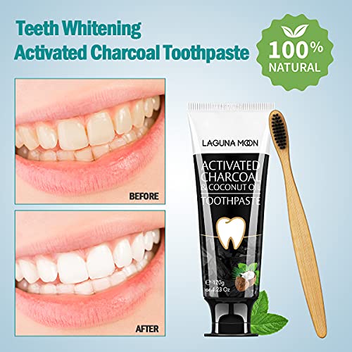 Whitening Charcoal Toothpaste for Sensitive Teeth, Enamel Repair and Cavity Protection - 100% Natural Toothpaste for Whitening Teeth, Removing Stains, Mint Flavor Freshen Breath Mint Gel - No Peroxide