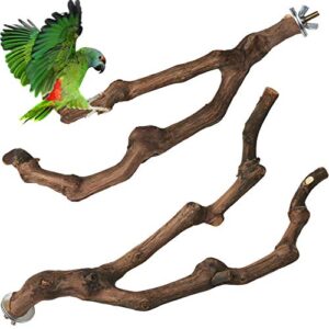 pinvnby natural parrot perch bird stand pole wild grape stick paw grinding fork parakeet climbing standing branches toy chewable cage accessories for small lovebirds budgies cockatiels 2pcs