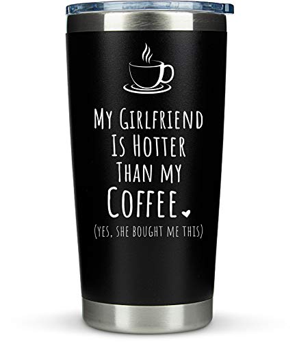 KLUBI Boyfriend Gifts from Girlfriend- Travel Coffee Tumbler/Mug 20oz Insulated Stainless Steel - Funny Gift Idea for Year Anniversary, Valentines Day, Cute Presents, 1, Birthday