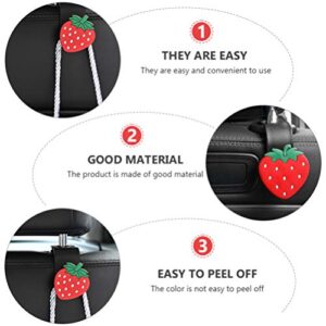 Garneck 6pcs Car Seat Headrest Hooks Cartoon Strawberry Back Seat Organizer Hanger Storage Rack for Handbag Clothes Purse Umbrellas Coats Grocery Bags Holder