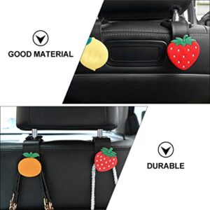 Garneck 6pcs Car Seat Headrest Hooks Cartoon Strawberry Back Seat Organizer Hanger Storage Rack for Handbag Clothes Purse Umbrellas Coats Grocery Bags Holder