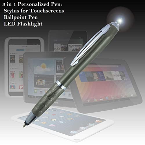 SyPen Personalized Pen, 3-in-1 Ballpoint Pen, Touch Screen Pen Stylus, and Flashlight Pen, Customized Gift Pen for Men, Women, Adult Party Favors - Customizable with Personalized Text, Names, or Logo