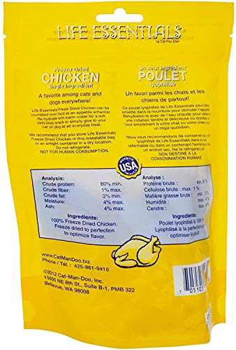 Life Essentials by Cat-Man-Doo 3 Pack of Freeze Dried Chicken Treats for Dogs and Cats, 2 Ounces Each, Single Ingredient, Made in The USA