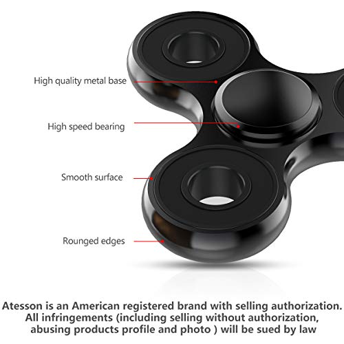 ATESSON Fidget Spinner Toys, Durable High Speed Bearing Metal Hand Finger Spinners EDC ADHD Focus Anxiety Stress Relief Boredom Killing Time Toys for Kids Adults