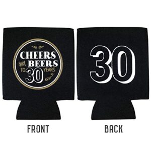 30th Birthday Decoration Bundle - Cheers & Beers to 30 Years Coozies and Cheers to 30 Years Birthday Banner