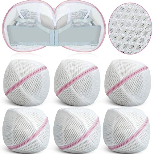 6 Pieces Bra Washing Bag for Laundry Mesh Wash Bag Laundry Bags Lingerie Bag Underwear Brassiere Washing Bags with Zipper for Women Laundry Storage (Pink)