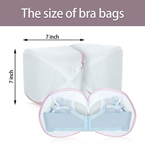 6 Pieces Bra Washing Bag for Laundry Mesh Wash Bag Laundry Bags Lingerie Bag Underwear Brassiere Washing Bags with Zipper for Women Laundry Storage (Pink)