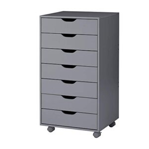 Debbie 7-Drawer Office Storage File Cabinet on Wheels, Mobile Under Desk Filing Drawer Unit, Craft Storage Organization for Home, Office by Naomi Home - Gray