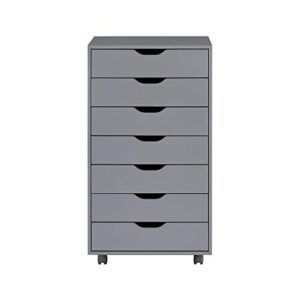 Debbie 7-Drawer Office Storage File Cabinet on Wheels, Mobile Under Desk Filing Drawer Unit, Craft Storage Organization for Home, Office by Naomi Home - Gray