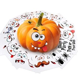 60 Pieces Halloween Pumpkin Stickers Jack O Lantern Pumpkin Decorating Face Stickers for Halloween Trick or Treat Party Favors Decorations