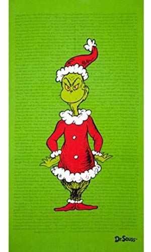 Plush Minky Fabric - Grinch Panel 36"x60" - CaliQuiltCo Exclusive - Licensed Dr. Seuss/How The Grinch Stole Christmas Fabric