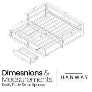 Hanway Twin Daybed with Two Drawers - White Solid Pine Wood Material - Extendable to King Size Bed Frame with Extra Storage Drawers – Elegant Furniture for Compact Rooms