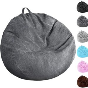 bean bag chair cover (no filler) washable ultra soft corduroy sturdy zipper beanbag cover for organizing plush toys or textile, sack bean bag for kids, adults, teens
