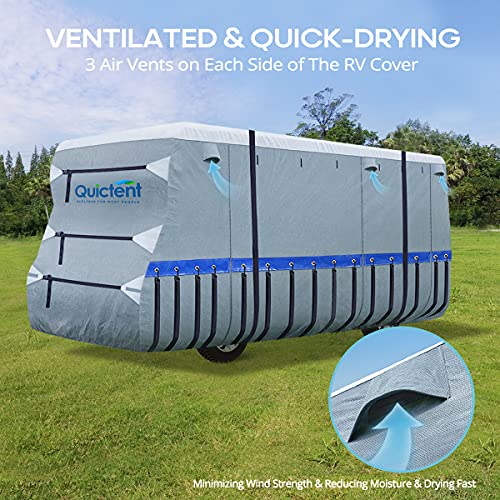 Quictent Upgraded Class C RV Cover, Extra-Thick 6-ply Camper Cover, Fits 26-29Ft Motorhome -Breathable Watertight Quick-Drying Rip-Stop Anti-UV with 2 Windproof Straps, 4 Tire Covers