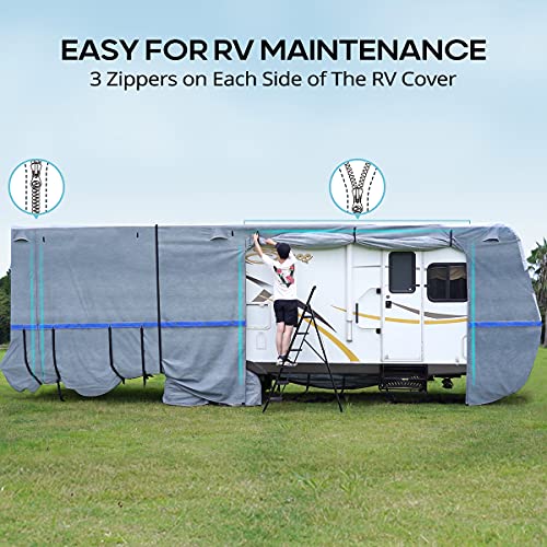 Quictent Upgraded Class C RV Cover, Extra-Thick 6-ply Camper Cover, Fits 26-29Ft Motorhome -Breathable Watertight Quick-Drying Rip-Stop Anti-UV with 2 Windproof Straps, 4 Tire Covers