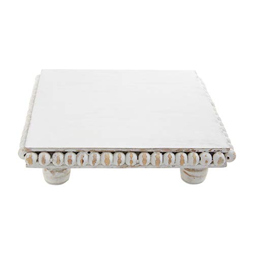 Mud Pie White Wood Beaded Trivet, 8" x 8"