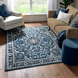 well woven persa nima traditional medallion persian blue 5'3" x 7'3" area rug