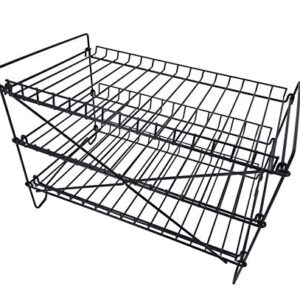 FixtureDisplays® 16" x 12.5" x 10" Wire Rack for Countertop Use with 3 Open Shelves, Black 10085-NPF