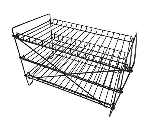 FixtureDisplays® 16" x 12.5" x 10" Wire Rack for Countertop Use with 3 Open Shelves, Black 10085-NPF