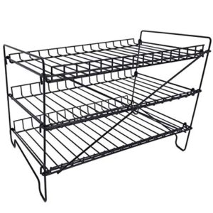 FixtureDisplays® 16" x 12.5" x 10" Wire Rack for Countertop Use with 3 Open Shelves, Black 10085-NPF