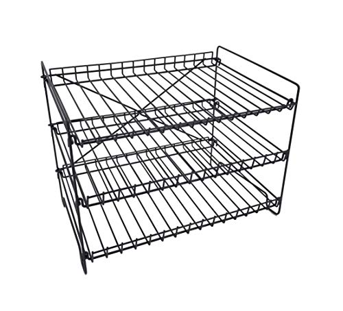 FixtureDisplays® 16" x 12.5" x 10" Wire Rack for Countertop Use with 3 Open Shelves, Black 10085-NPF