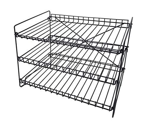 FixtureDisplays® 16" x 12.5" x 10" Wire Rack for Countertop Use with 3 Open Shelves, Black 10085-NPF